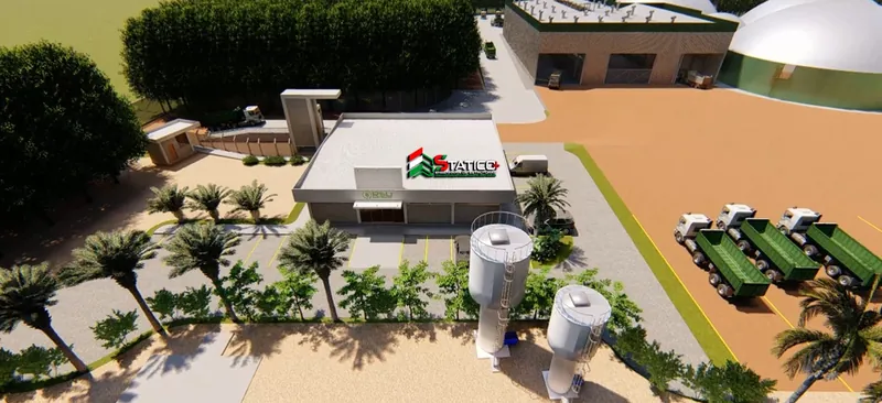 Prédio administrativo e acessos da usina RSU Ecoparque